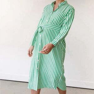 Storq green stripe dress - size 2 (maternity)
